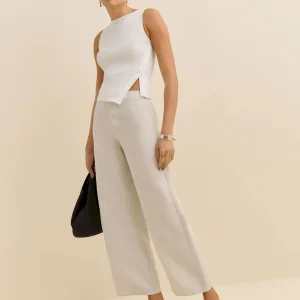 Petites Joni Linen Cropped Pant