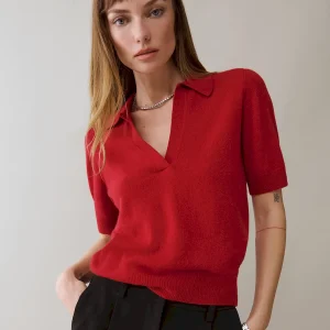 Louise Cashmere Polo Sweater